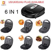 Versatile Breakfast Maker: Interchangeable Toast Waffle, Donut, and Sandwich Plates with Top & Bottom Heating EU juoda