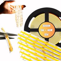 Led Strip Cob 12V 5M 40W Rolls Neon Strip Warm Line 800Lm/M 8W/M Strong
