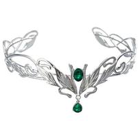 Baroque Goddess Tiaras Vintage Princess Diadems Zinc Zinc Alloy Rhinestone Headdress  Wedding Ceremony Silver Green 17cm