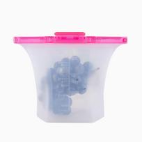 Double Lock Fresh-keeping Bag Food-grade Silicone Food Storage Bag Freezer Seal Bags  Refrigerator Pink 1000ml