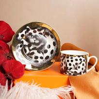 New Gold Plated Coffee Mug Creative Cat Ceramics Tea Cup High Quality Vintage Ceramics Cups & Saucers