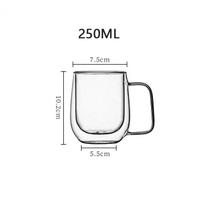 250/400ml Karščiui atsparus Aukšto borosilikatinio stiklo Puodelis Dvisienis Stiklinis Kavos Puodelis su Rankena Pieno Vandens Puodelis Skaidrūs Puodeliai Dovana 250-400ml
