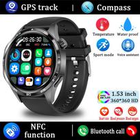 Naujas vyriškas išmanusis laikrodis AMOLED HD ekranas Bluetooth skambutis GPS trajektorija NFC širdies ritmas kompasas sportiniai išmanieji laikrodžiai belaidis įkrovimas silicone belt juoda