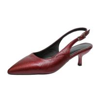 Madingi 2025 m. Prekės ženklo Moteriški Batai Slingbacks Moteriški Aukštakulniai Madingas Sagtukas Dirželis Biurui ir Karjerai Karštas Išpardavimas Didelio Dydžio Pirštų Dangtelio Sandalai 35 vyno raudonos spalvos