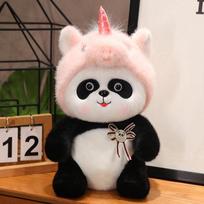 Panda turns into unicorn doll plush toy black and white panda doll children accompany soothing rag doll 25cm（0.2kg）