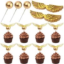 70PCS Wizard Cupcake Toppers Magical Wizard Golden Wings Birthday Party Cake Decorations Supplies for Kids BoysGirls Baby Shower