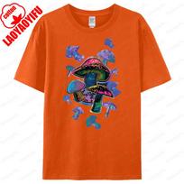 Colorful Mushrooms TShirt Rave Hippie Festival Magic Trippy Shirt Psychedelic Party Nature Plants Forest Tee Men Cotton Shirt S