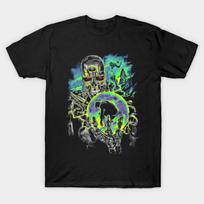 Men Black Print T-shirt Terminator No-Cut Transfer Paper Print Cotton Tshirt S juoda