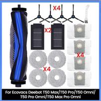 AEE4-Ecovacs Deebot T50 Max/T50 Pro/T50 Omni/T50 Pro Omni/T50 Max Pro Omni siurbliui Pagrindinis Šoninis Šepetys Filtrai Mopas Dulkių Maišelis