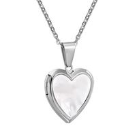 Vnox Women Locket Necklaces, Openable Heart Pendants, Stainless Steel Shell Photo Frame Necklace 45cm-50cm