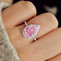 Huitan Pink/Crystal Waterdrop Cubic Zircon Rings for Women Classic Design Eternity Wedding Engagement Rings Copper Color Zircon 5