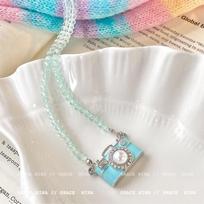 Retro Camera Charm Necklace With Sparkling Crystal Collarbone Chain Trendy Zircon Accessory For Women
