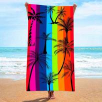 Palm tree pattern on stripes Sun protection and windproof Suitable for swimming pool camping travel beach blanket W40*H60(CM)