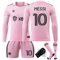 2324 Miami ilgomis rankovėmis futbolo marškinėliai Messi Lyga Rožinė namų apranga su kojinėmis 22(120-130cm)