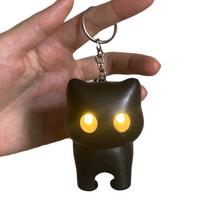 Kawaii Glowing Cat Pendent Cartoon Animal Screaming Black Cat Keyring Car Ornament Creative Birthday Gift Fashion Glow Keychain