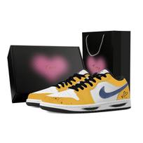 Jordan Air Jordan 1 Bumblebee, Heart Box Abrasion Resistant Low top Vintage Basketball Shoes Women's White Yellow DC0774-101(Team529--) 44