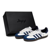 Adidas Originals SAMBA OG 811 Manufacturing, Returnable, Special Shoe Box Low top Skateboard Shoes Unisex White Blue IH4881(Team80-S-BOX) 38⅔
