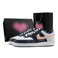 Nike Court Vision Low Radiant Gray Realm, Heart Box Synthetic Leather Low top Training Shoes Men's Blue Gray HM9862-400(Team773--) 40