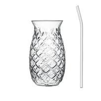 with Straw Pineapple Shaped Glass Cup 480 ML Juice Cup INS Cold Drink Cup  Party 480 ML