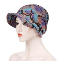 Print Design Hair Loss Cap Breathable Visor Cap Slouch Design Chemo Caps  Hair Loss mėlyna