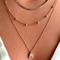 Bohemia Gold Color Water Drop Crystal Pendant Necklaces Mutilayered For Women Snake Chain Necklace Fashion Jewerly 2023 New