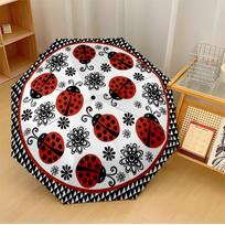 Black and white ladybug Printed umbrella windproof folding umbrella portable sun and rain umbrella suitable for gifting