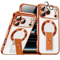 iPhone 17 Pro Max Drop-proof Phantom Stand Case with Lens Film Electroplated iPhone 12 Pro hermes oranžinė spalva