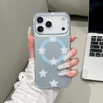 Light Blue Star Magnetic iPhone 17 Pro Max Case - Double Layer IMD 14 Pro Max