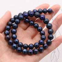 1String, Black Near Round Pearl 8-9mm, Fashion Women Natural Freshwater Pearl Beads for Jewelry Making DIY Crafts, Luxury Bulk Gifts 36cm 1String/8-9mm-36cm juoda