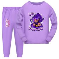 5600 Kids Girls Lily Lovebraids Playtime Printed Anime Game Sleepwear Pajamas 110cm violetinė