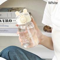 500 ml Kawaii triušio vandens buteliukas, nešiojamas mielas ausų formos gėrimo puodelis su šiaudeliu ir dangteliu, vasaros gėrimų indas lauko stovyklavimui balta