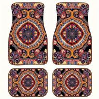 4Pcs Bohemian Persian Carpet Anti-slip Car Floor Protector Rugs Car Floor Mats  for Front Rear Seats 07