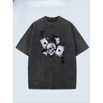 Men's T-Shirt - Relaxed Fit with Playing Card Jack of Spades & Dice Print, Soft Breathable Fabric, Casual Streetwear for Poker Nights & Casual Attire S juoda