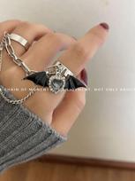 Black Gothic Devil Cross Ring - Trendy Spicy Girl Subculture Style