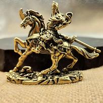 Mini Guan Gong Statue, Ornament Artwork Sculpture, Meditation Craft Figurine, Carved Brass for