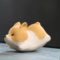 Corgi Puppy Tea Pet Ornaments Figurine Home Decorations House Warming Gift Kung Fu