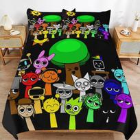 Sprunki Bedding Set Incredibox Music Game 3D Printed Anime Game Skin-Friendly Duvet Cover Set With Pillowcases Kids for Bedroom 135x200cm