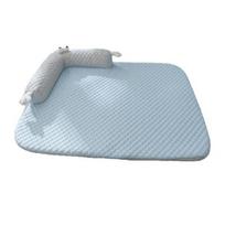 Dog Cooling Mat Soft Cat Sleeping Pad with Pillow Washable Summer Cooling Bed Mat for Cats Small to Medium Dogs S dangaus mėlyna spalva