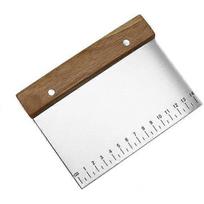 Stainless Steel Pastry Scraper Chopper - Dough Bench Scraper Pastry Cutter with Wood Handle and Measuring Marks, Multipurpose Kitchen Tool for Flat To
