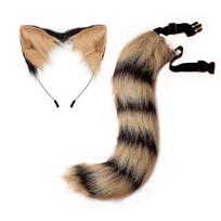 New Halloween Party Adjustable Simulation Fox Tail Plush Fox Ears Hair Band Cosplay Anime Exhibition Dress Up Accessories 50cm