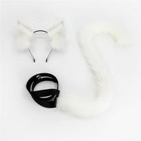 2 vnt./komplektas pliušinių kačių ausų ir uodegos rinkinys Realistiška Lolita lankelis Kačiuko uodega Cosplay rekvizitai Rankų darbo modeliavimas Gyvūnų ausys ear and tail