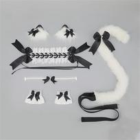 5 vnt./rinkinys Pūkuotos Katės Ausų Smeigtukai Plaukų Juosta Kaspinas Chokeris Apyrankė Pliušinė Katės Uodega Mielas Lolita Anime vakarėlio Cosplay Aksesuarai ear tail white