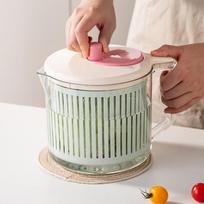 Food-Grade Manual Vegetable Dehydrator & Salad Spinner Dehydrator (Cream Green)