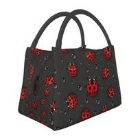 Cute Cartoon Ladybug Thermal Lunch Bag for Women Girls Portable Insulated Cooler Bag for Picnic Beach Work Reusable Lunch Box