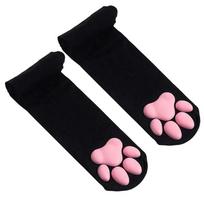 Cosplay Cat Paw Pad Long Socks Girls Pink Cute Lolita Thigh High Socks for Adult Women Cosplay 3D Cat Claw Stockings Lingerie One Size juoda