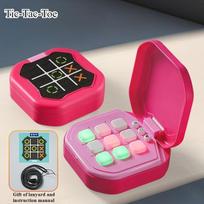 Kids  ChildrensMultifunctional Tic-Tac-Toe Board Chess Playset Portable For Adults Electronic Games Montessori Puzzle Table Game Chess Board raudona