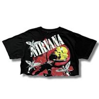 Vintage Nirvana Kurt Cobain AOP Rock Band T-shirt Crushed Single Stitch Mens 90s S