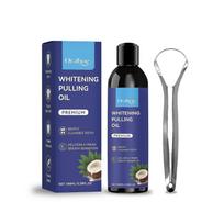 Pulling Oil Mouthwash for Natural Teeth Whitening, Coconut and Peppermint Oil for Fresh Breath & Happy Gums, with Tongue Scraper,100ml 1