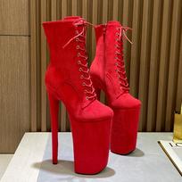 Velvet Ultra-High Heel Pole Dancing Boots - 26cm European Nightclub Fashion 42