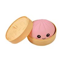 Fun Colorful Dumpling Squishies with Steamer Stress Relief Ornament Slow Rebound Squeeze Toy Fidget Stress Ball for ADHD Autism